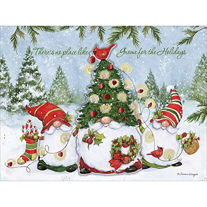 Holiday Gnomes Luxe Christmas Greeting Cards - Set of 8, Festive Holiday Cards with Envelopes, Whimsical Gnome Design - Christmas Variation