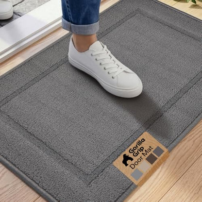 Indoor Door Mat 35x22 Gray with Rubber Backing - Heavy Duty Entry Rug