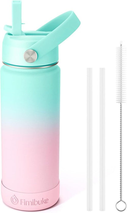 Fimibuke Kids Insulated Water Bottle - 18oz BPA-Free Stainless Steel Tumbler with Straw | Leak-Proof Design for School (Bubble Gum)