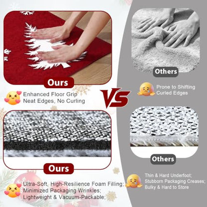 Red Snowflake Christmas Rug 3x5 Washable Non-Slip Holiday Carpet for Bedroom