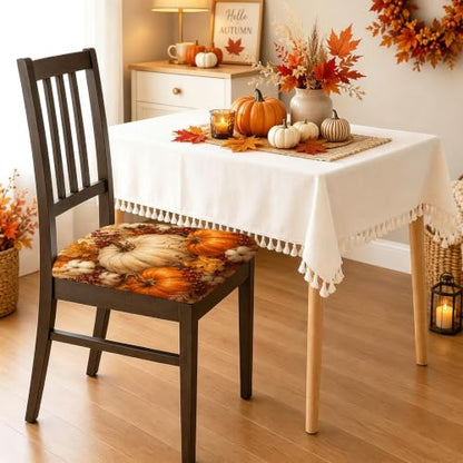 Orange Harvest Pumpkin Fall Chair Seat Covers 2pcs - Rustic Decor