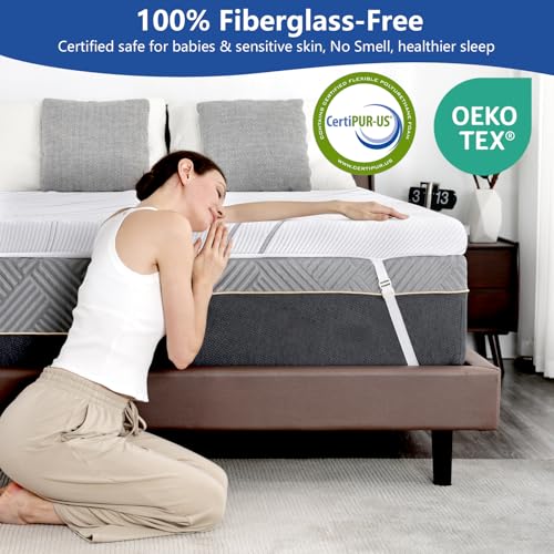 Queen Ultra Firm Mattress Topper - Supportive Foam, White, 3 Inch