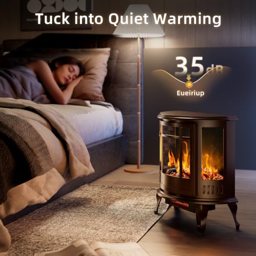 Electric Fireplace Stove with 3D Flame Effect and Walnut Finish - 22.8 Inch