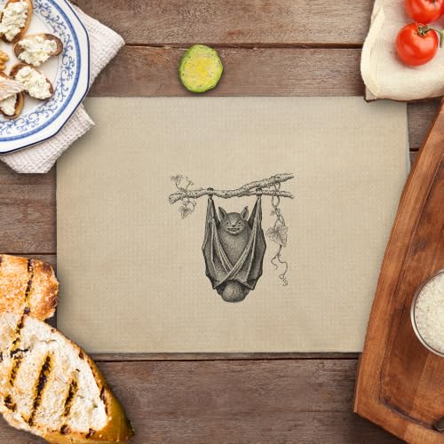 Halloween Bats Decor Kitchen Dish Towels Set of 2 - Gothic Style