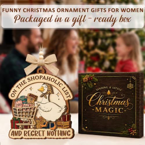 Funny Christmas Ornament - Shopaholic Gift for Women & Wife