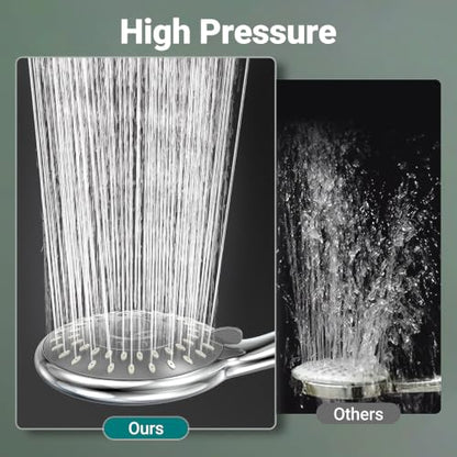 KOSNEW Chrome Handheld Shower Head with 5 Spray Modes - High Pressure, Lightweight