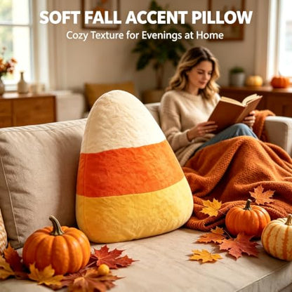 Candy Corn Plush Pillow - Halloween Autumn Seasonal Decorative Cushion