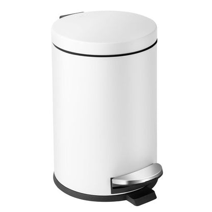 Cesun Small Trash Can with Lid - 1.2 Gallon Mini Round Wastebasket for Bathroom, Bedroom, Office - White