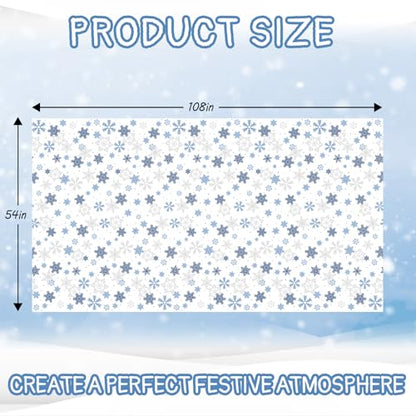 Disposable Snowflake Plastic Tablecloth 54x108 Inches - Blue Holiday Party Cover - 4 Pack