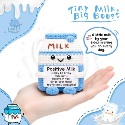 Crochet Animal Milk Carton Figurine - Positive Gift for Coworkers & Friends