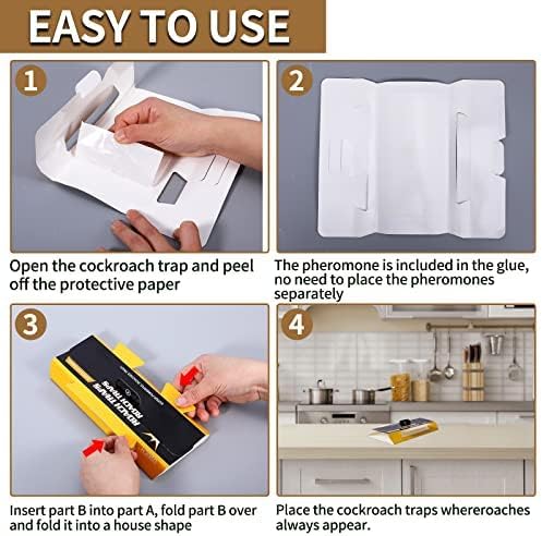 Skiennix Roach Traps - 20 Pack Indoor Glue Traps, Safe for Children & Pets | Effective Cockroach Control
