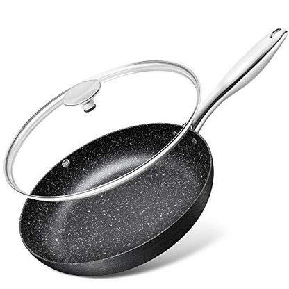 MICHELANGELO Small Frying Pan, Hard Anodized Nonstick with Granite-derived Coating, 8 Inch Skillet with Lid