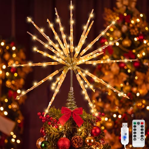15in Twinkling Starburst Christmas Tree Topper with LED Light - VWAERR