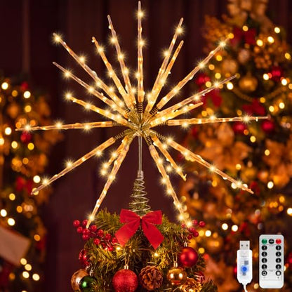 15in Twinkling Starburst Christmas Tree Topper with LED Light - VWAERR