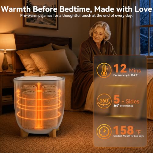 Manastin 25L Luxury Heated Towel Warmer with 5-Side Heating for Bathroom