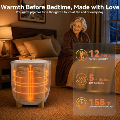 Manastin 25L Luxury Heated Towel Warmer with 5-Side Heating for Bathroom