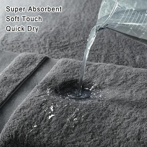 Gray Cotton Bath Towels Set 27 x 55 Inches - Pack of 2, Soft & Absorbent
