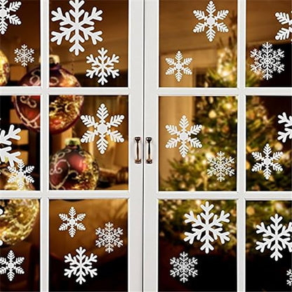Snowflakes Window Clings - 6 Sheets White Snowflake Holiday Decorations - Winter Snowflake Decals for Windows & Glass Doors - Christmas Snowing Window Stickers - Variation of Snowflakes