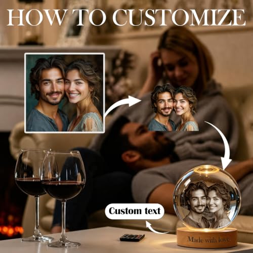 Personalized Snow Globe with Photo and Message - 4 Inch Crystal Ball