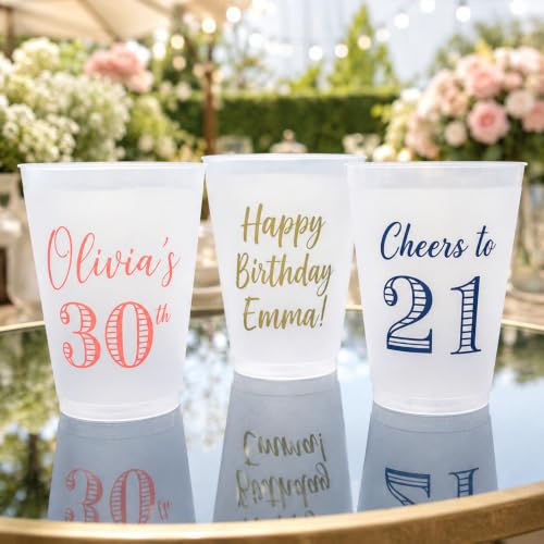 Custom Frosted Plastic Cups 12oz & 16oz with Logo - Personalized Party Drinkware