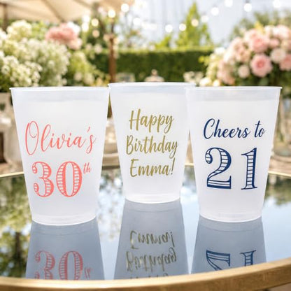 Custom Frosted Plastic Cups 12oz & 16oz with Logo - Personalized Party Drinkware