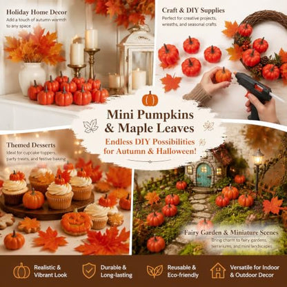 23PCS Artificial Mini Pumpkins for Fall Decor & Halloween Crafts