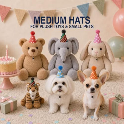 Mini Party Hats for Stuffed Animals and Pets, Set of 25