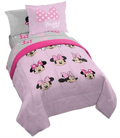 Jay Franco Disney Minnie Mouse Faces 7 Piece Full Bed Set - Includes Comforter & Sheet Set Bedding - Super Soft Fade Resistant Microfiber - (Official Disney Product)