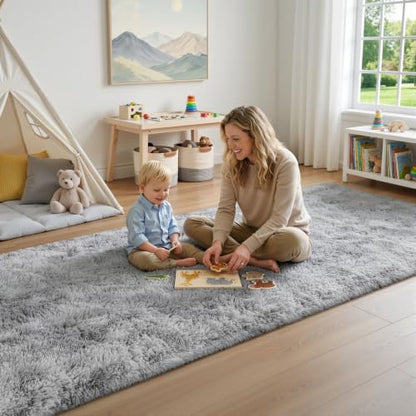 Grey Deerhoo 2x6 Runner Rug for Hallways and Bedroom - Soft Plush Fuzzy