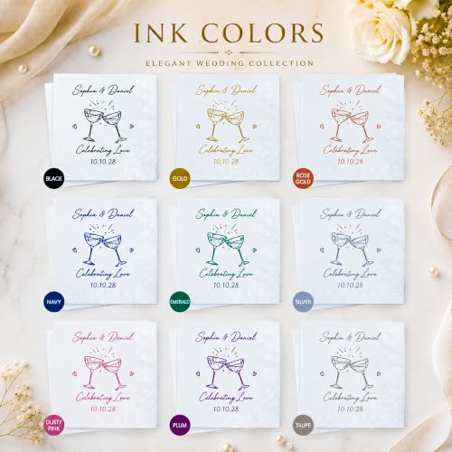 Personalized Wedding Cocktail Napkins - Design 1, Custom Text for Bridal Shower & Reception