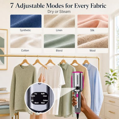 Portable Travel Clothes Steamer 1200W 2-in-1 Iron with 7 Modes
