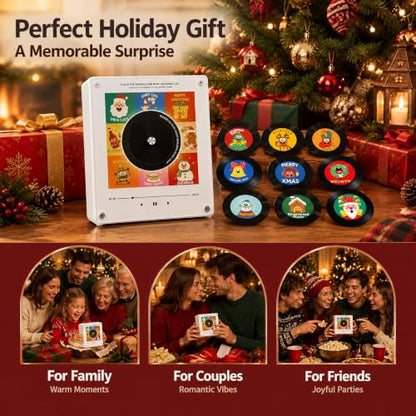 Christmas Refrigerator Magnet with NFC Vinyl Record Player - Retro Holiday Decor