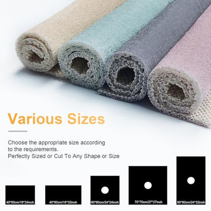 Pink Non Slip Shower Mat 24x24 Inch Square Loofah Bathmat with Drain Hole