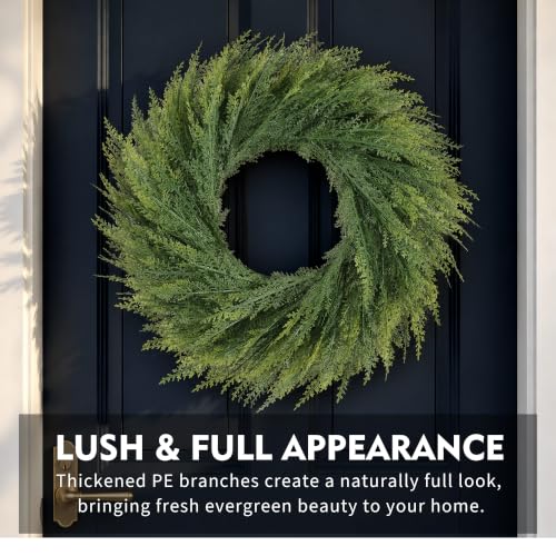 Cedar 24 Inch Real Touch Christmas Wreath for Front Door - Senjie