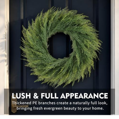 Cedar 24 Inch Real Touch Christmas Wreath for Front Door - Senjie
