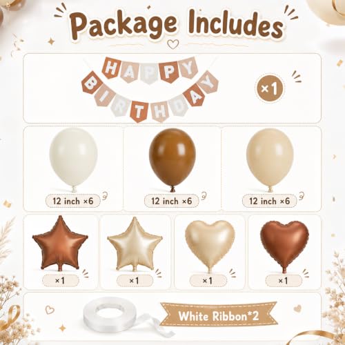 Brown Neutral Birthday Decorations Felt Happy Birthday Banner & Balloons - Variation of THIS listing