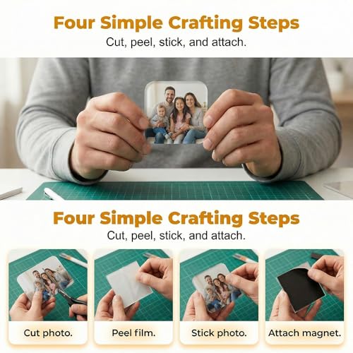 Clear Acrylic DIY Fridge Magnet Set with Adhesive Backing - Square 10 pcs