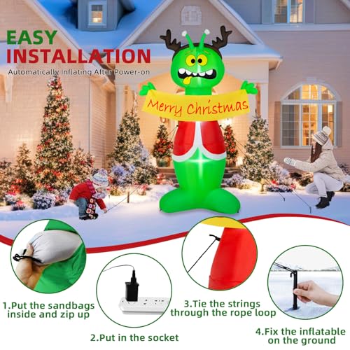 8FT Alien Christmas Inflatable Outdoor Decoration with Built-In LEDs - Yard Lawn Xmas Party Decor Variation of THIS listing