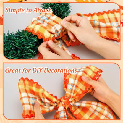 Fall Scalloped Wreath Sash Set for Front Door or Porch Decor - 2 Pieces