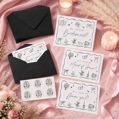 12pcs Bridesmaid Proposal Cards Set with Envelopes & Stickers
