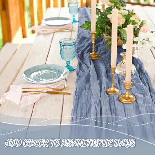 Dusty Blue Cheesecloth Table Runner 120 Inch for Home Decor - 2 Pack