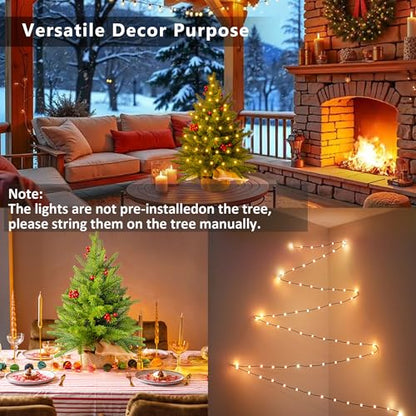 Mini Green Christmas Tree with RGB Lights - App & Voice Control, 22.8in