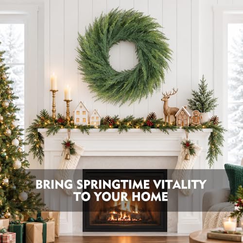 Cedar 24 Inch Real Touch Christmas Wreath for Front Door - Senjie