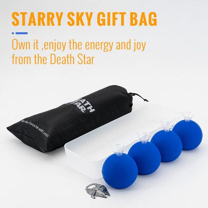 Happyou Whiskey Ice Ball Mold Death Star Ice Cube Mold,Great Star Wars Gifts for Men (4 Packs+1 Bottle Opener+Tray)