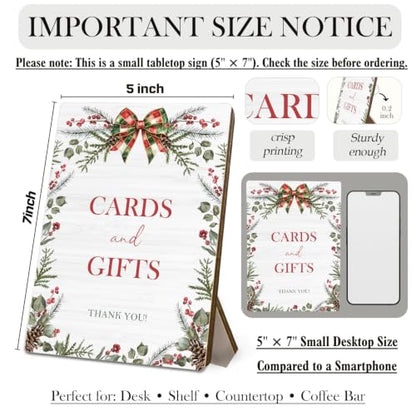 Wedding Floral Bar Sign - Red Bow Christmas Wedding Wooden Stand 5x7 Inch - Wedding & Celebration Decor