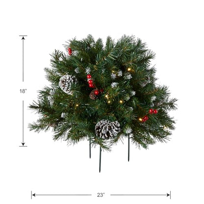 Pre-Lit Frosted Berry Christmas Urn Filler - 18 Inch Indoor Outdoor Decor