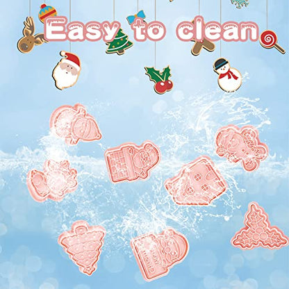 Christmas Cookie Stamps 24-Piece Gingerbread Cookie Cutters with Santa Elk Snowman Shapes
