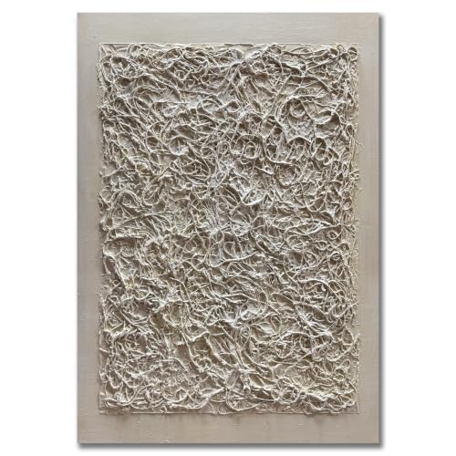 Hand Painted Neutral Toned Abstract Canvas Wall Art 28x40 Inch