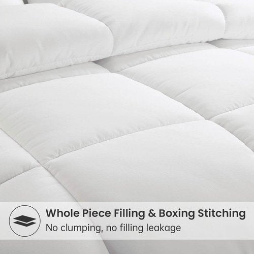 EASELAND Down Alternative Comforter - Cozy Queen Size Quilted Duvet Insert for All Seasons | Pure White 88x88