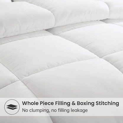 EASELAND Down Alternative Comforter - Cozy Queen Size Quilted Duvet Insert for All Seasons | Pure White 88x88